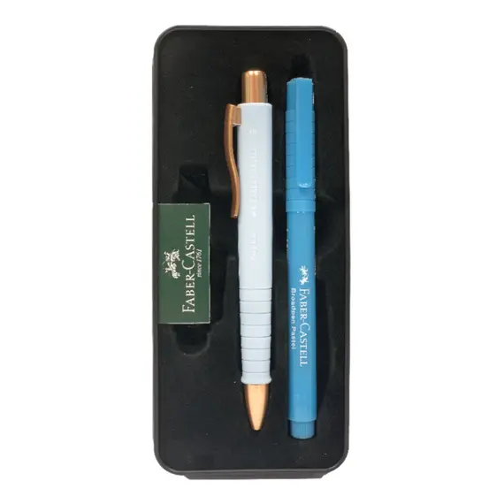 Esferográfica + Fineliner Broadpen Faber Castell Azulem | Material de escrita de alta qualidade