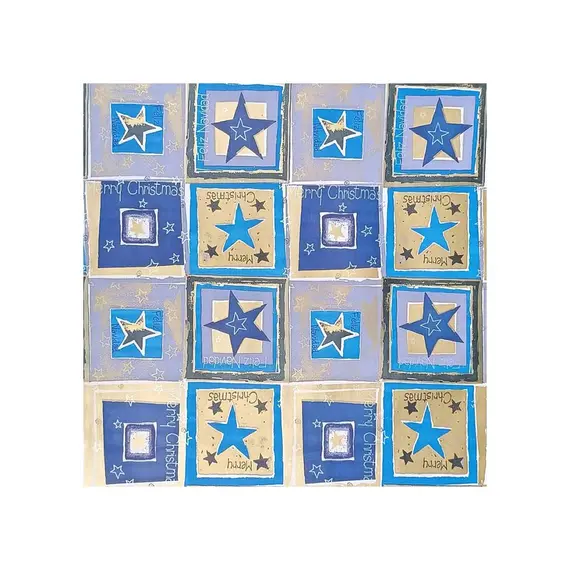 Papel de Embrulho Estrelas Azul/Dourado 62cm x 200m | NEUTRAL | Loja BluePixel