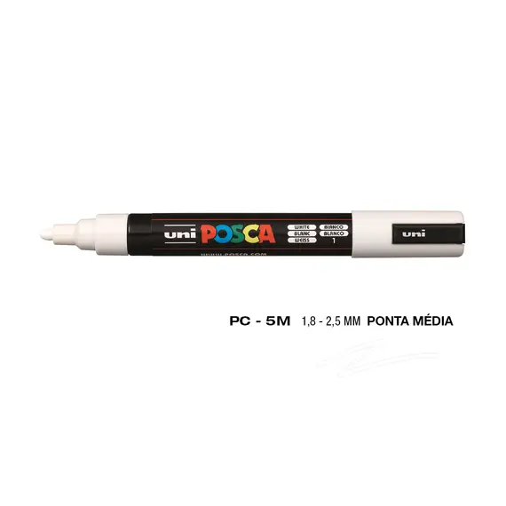 Marcador POSCA PC-5M Branco 1,8mm | Alta Qualidade para Artes e Desenho | bluepixel.pt