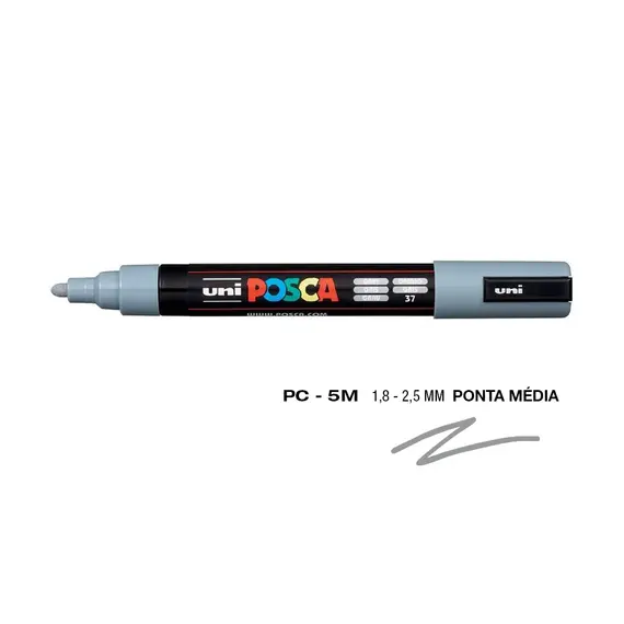 Marcador Uniball Posca PC-5M 1,8mm Cinza | Material artístico de alta qualidade na bluepixel.pt