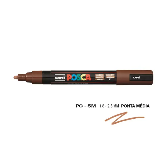 Marcador Posca PC-5M 1,8mm Castanho | Material de Arte e Artesanato na bluepixel.pt