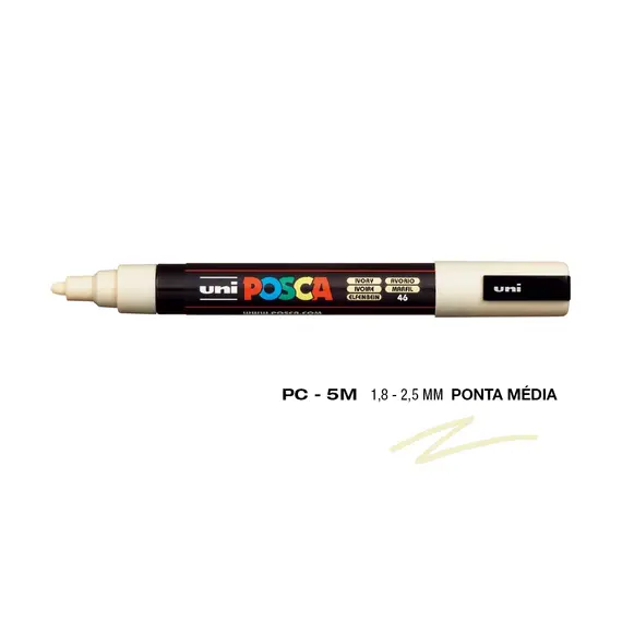 Marcador Posca PC-5M 1,8mm Marfim - Caneta para Arte e Desenho | BluePixel.pt