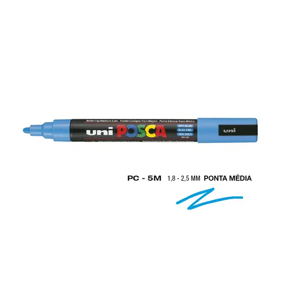 Marcador Posca PC-5M Azul Céu 1,8mm | Ferramentas de Arte na BluePixel.pt