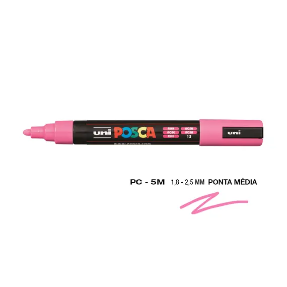 Marcador Uniball Posca PC-5M 1,8mm Rosa | Ferramentas de Arte na bluepixel.pt