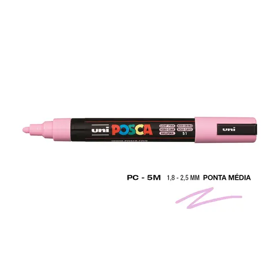 Marcador Posca PC-5M Rosa Claro 1,8mm | Material de Arte e Artesanato na BluePixel.pt