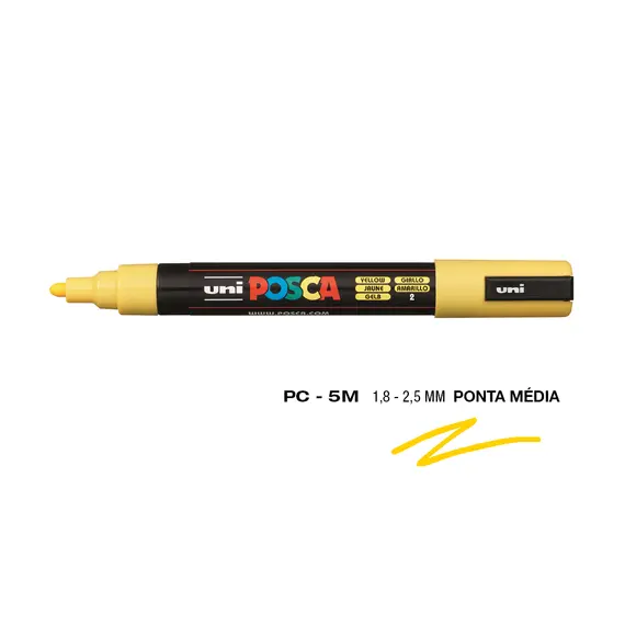 Marcador Posca PC-5M 1,8mm Amarelo | Material de Arte e Escrita - bluepixel.pt