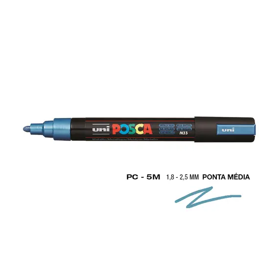 Marcador UniBall Posca PC-5M Azul Metálico 1,8mm | Materiais de Arte na BluePixel.pt