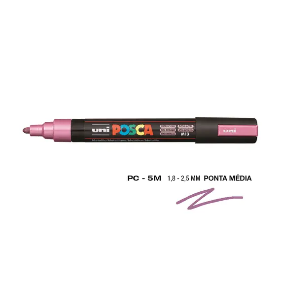 Marcador Posca PC-5M Rosa Metálico 1,8mm | Material de Arte e Artesanato na bluepixel.pt