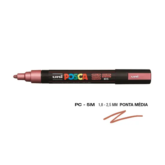 Marcador Posca PC-5M Vermelho Metal 1,8mm - Alta Qualidade para Arte e Criatividade