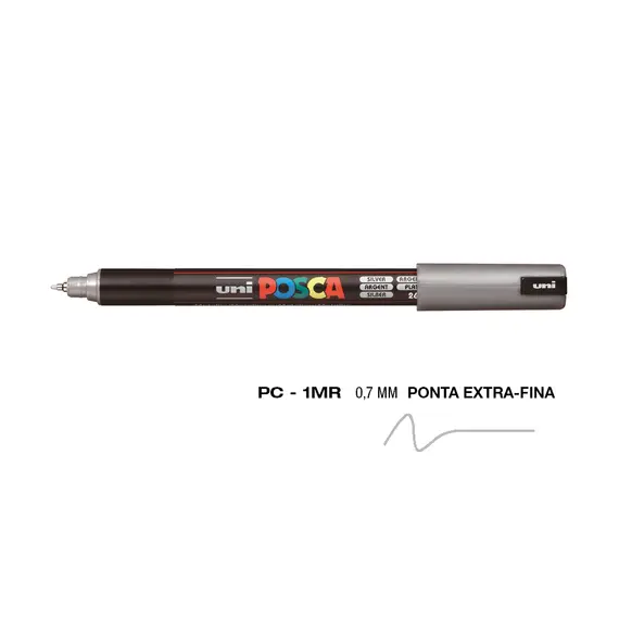 Marcador Posca PC-1MR 0,7mm Prata | Alta qualidade para artes e escrita | bluepixel.pt