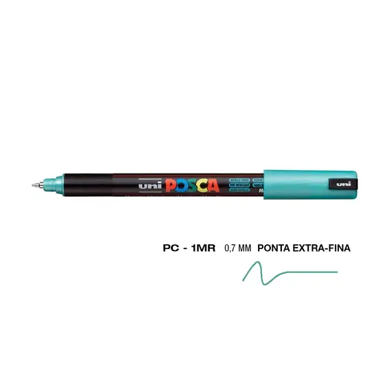 Marcador Posca PC-1MR 0,7mm Verde Metálico | Alta Qualidade para Arte e Detalhes