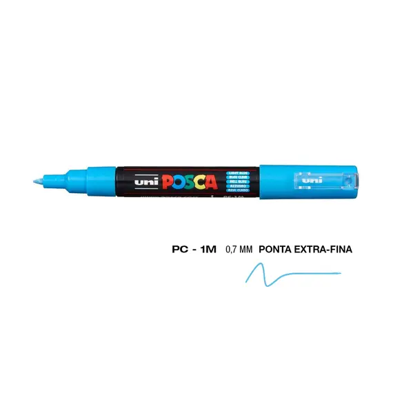 Marcador Posca PC-1M 0,7mm Azul Claro | Alta Qualidade para Arte e Escrita - bluepixel.pt