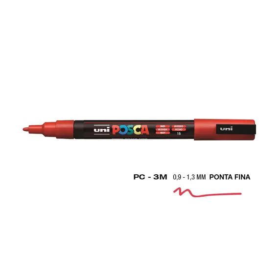 Marcador Posca PC-3M Vermelho 0,9mm - Alta Qualidade para Artes e Criatividade | bluepixel.pt