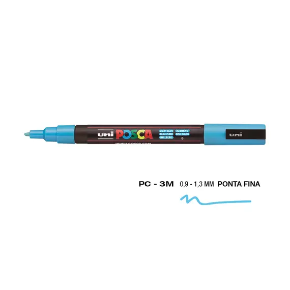 Marcador Uniball Posca PC-3M 0,9mm Azul Claro | Material de Arte na BluePixel.pt