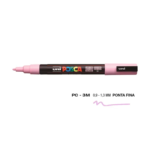 Marcador Posca PC-3M Rosa Claro 0,9mm - Alta Qualidade para Artes e Criatividade | bluepixel.pt