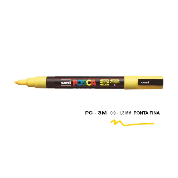 Marcador Posca PC-3M 0,9mm Amarelo - Alta Qualidade para Artes e Criatividade | bluepixel.pt