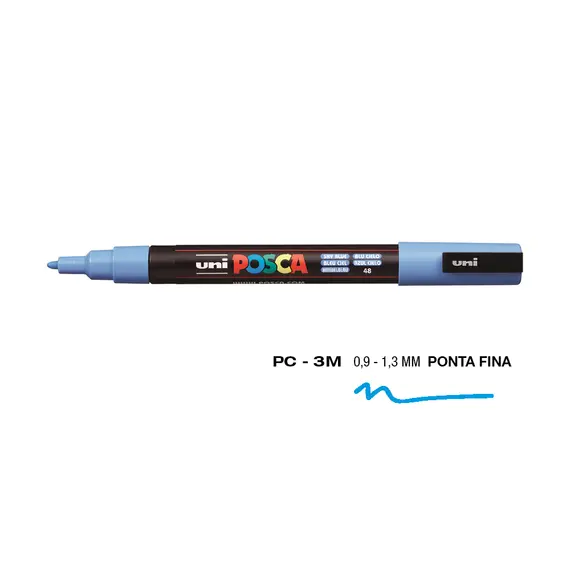 Marcador Posca PC-3M 0,9mm Azul Céu | Ferramentas de Arte na bluepixel.pt