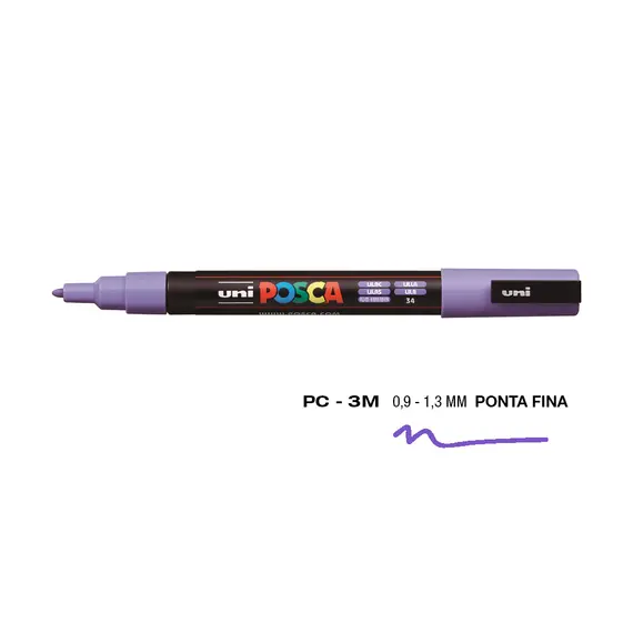 Marcador Uniball Posca PC-3M 0,9mm Lilás - Ferramenta artística de alta qualidade na bluepixel.pt