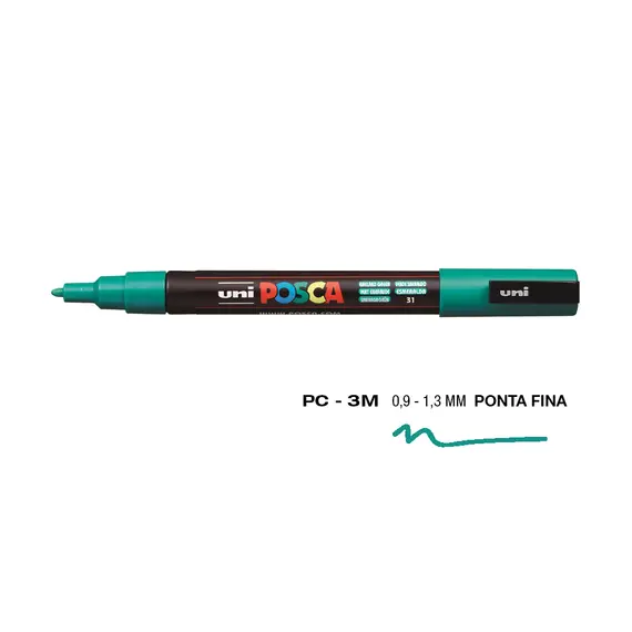 Marcador UniBall Posca PC-3M 0,9mm Verde Esmeralda | Material de Arte na bluepixel.pt