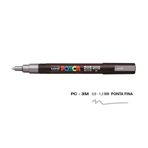 Marcador Uniball Posca PC-3M 0,9mm Prata | Arte e Criatividade na bluepixel.pt
