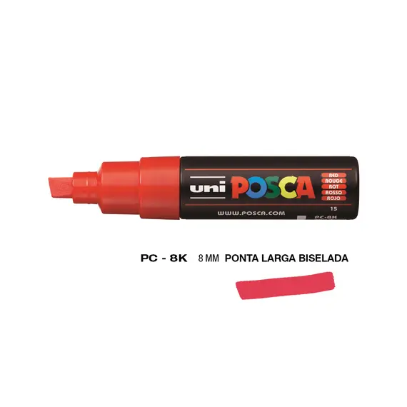 Marcador Uniball Posca PC-8K 8mm Vermelho | Ferramentas de Arte na bluepixel.pt