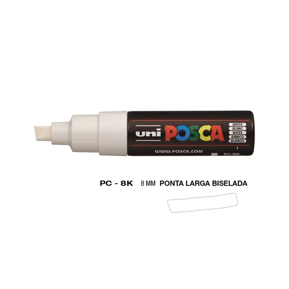 Marcador Uniball Posca PC-8K 8mm Branco | Alta Qualidade para Artes e Projetos Criativos