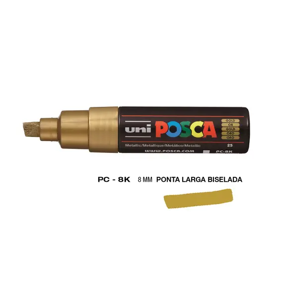 Marcador Posca PC-8K Ouro 8mm - Caneta de Arte de Alta Qualidade na bluepixel.pt