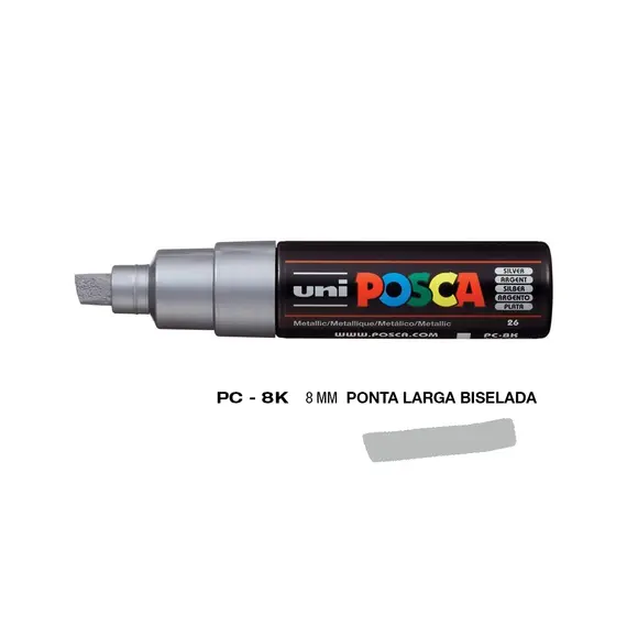 Marcador Posca PC-8K 8mm Prata - Marca POSCA | Loja BluePixel