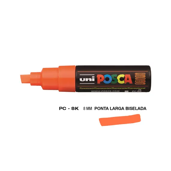 Marcador Posca PC-8K 8mm Laranja Fluor | Alta Qualidade para Artes | bluepixel.pt