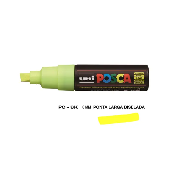 Marcador Posca PC-8K 8mm Amarelo Fluor | Ferramenta artística de alta qualidade