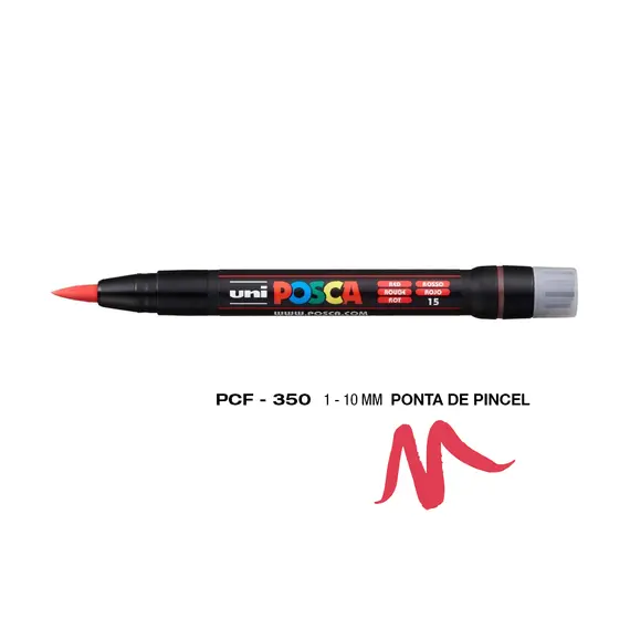 Marcador Uniball Posca PCF-350 1-10mm Vermelho | Ferramentas de Arte na bluepixel.pt