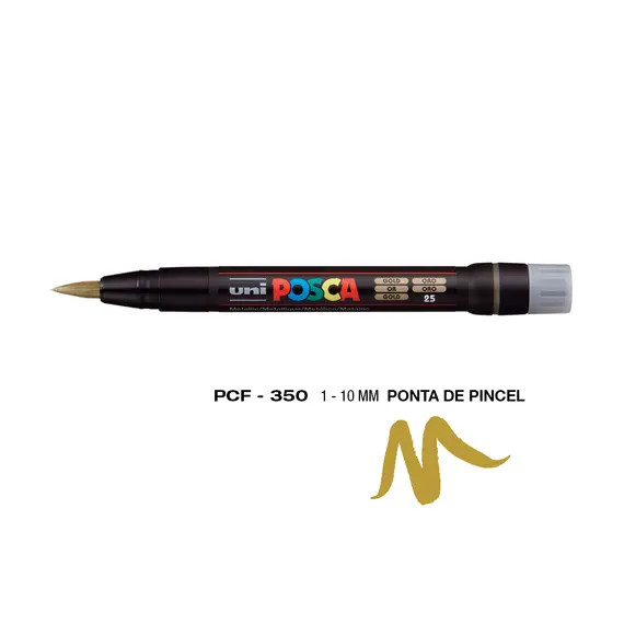 Marcador Posca PCF-350 Ouro 1-10mm - Caneta de Arte de Alta Qualidade na bluepixel.pt
