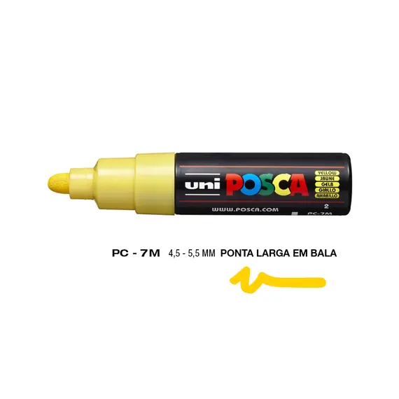 Marcador Posca PC-7M 4,5mm Amarelo | Alta Qualidade para Artes e Escrita