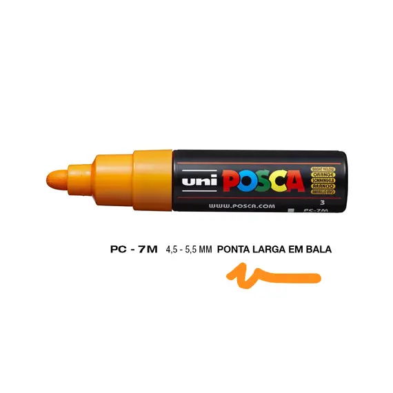 Marcador Posca PC-7M 4,5mm Amarelo Brilhante | Ferramentas de Arte na bluepixel.pt