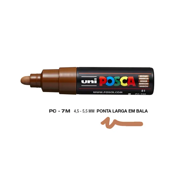 Marcador Posca PC-7M 4,5mm Castanho | Alta Qualidade para Artes e Criatividade