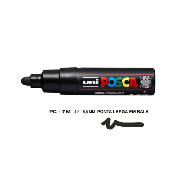 Marcador Posca PC-7M 4,5mm Preto da POSCA | Alta Qualidade para Artes e Criatividade