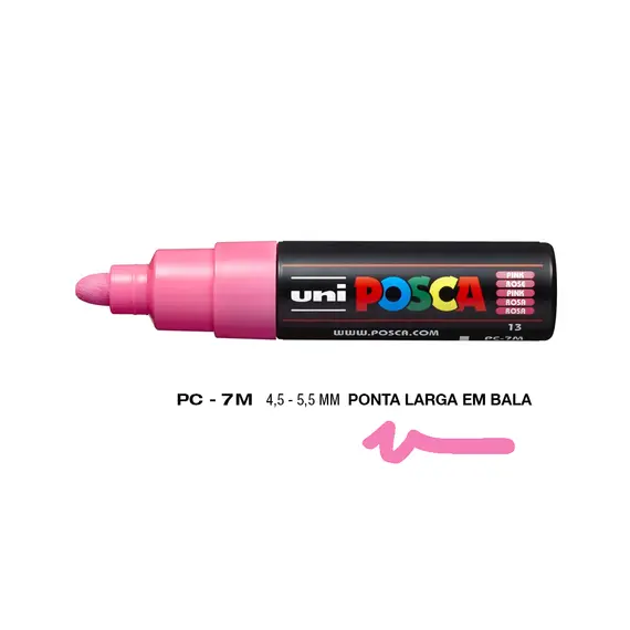 Marcador Posca PC-7M Rosa 4,5mm - Alta Qualidade para Arte e Criatividade | BluePixel