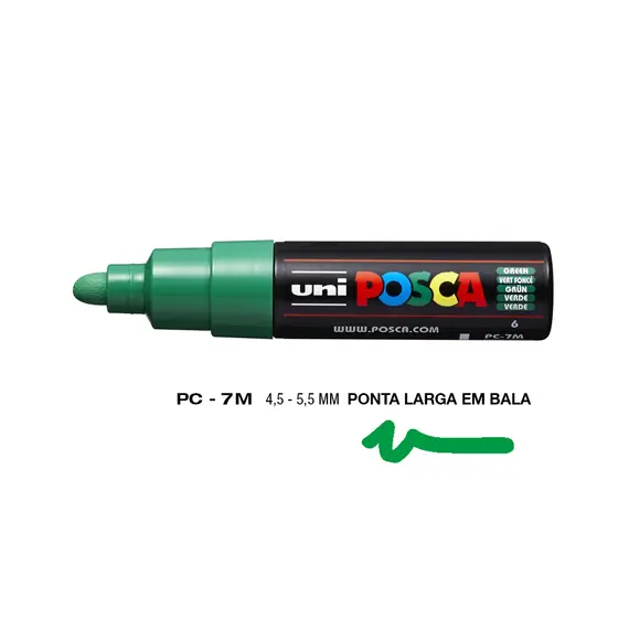 Marcador Posca PC-7M Verde 4,5mm - Alta Qualidade para Artes e Criatividade | bluepixel.pt