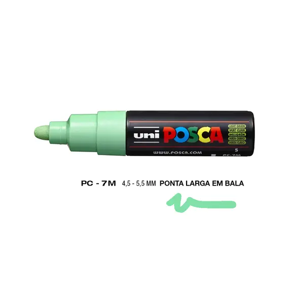 Marcador Posca PC-7M Verde Claro 4,5mm - Alta Qualidade para Artes e Criatividade | bluepixel.pt