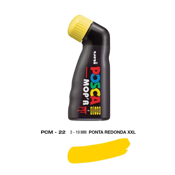 Marcador Posca MopR PCM-22 19mm Amarelo | Alta qualidade para arte e escrita - bluepixel.pt