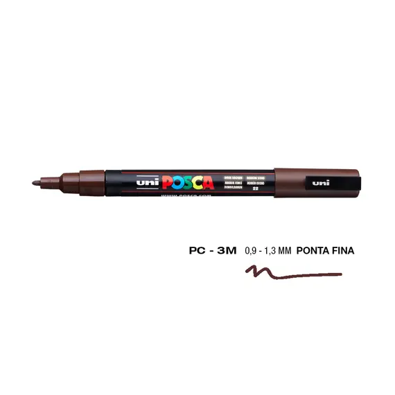 Marcador Posca PC-3M 0,9mm Castanho Escuro | Ferramentas de Arte na bluepixel.pt