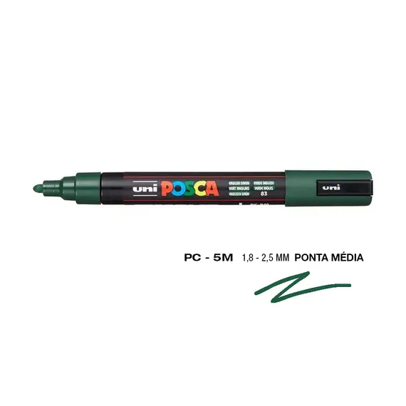 Marcador Posca PC-5M 1,8mm Verde Inglês | Material de Arte e Artesanato na BluePixel.pt