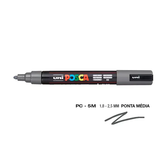 Marcador Posca PC-5M 1,8mm Cinzento Prof | Alta Qualidade para Artes | bluepixel.pt