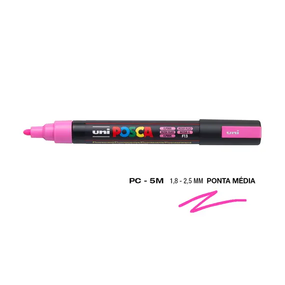 Marcador Posca PC-5M Rosa Fluor 1,8mm | Alta Qualidade para Artes e Desenho | bluepixel.pt