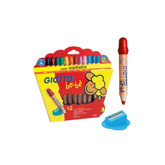 Kit de Lápis de Cor Giotto Be-Be 12 cores + 1 Afia - Material Escolar Infantil