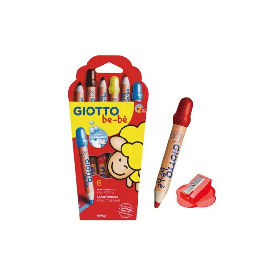 Kit de Lápis de Cor Giotto Be-Be 6un + 1 Afiador | Material Escolar de Qualidade