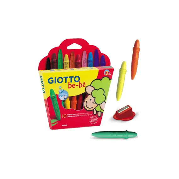 Lápis de Cera Giotto Be-Be 10un + Afia - Material Escolar para Crianças | bluepixel.pt