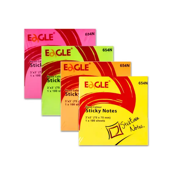 Bloco de Notas Aderentes Eagle Neon 75x75mm Sortido - 100 Folhas | Loja BluePixel