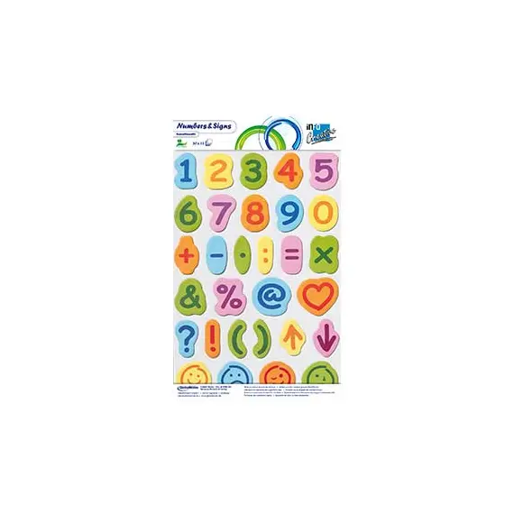 Bloco de Números e Símbolos Aderentes INFOCREATIVE 200x337mm - 30 Folhas para Educação e Decoração