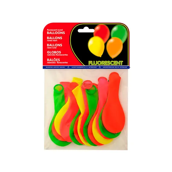 Balões Fluorescentes Cores Sortidas Pack 15un - Decoração Festiva | bluepixel.pt